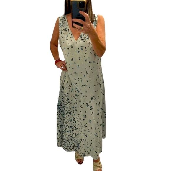 Vince Floral-print Hammered-satin Midi Dress In Sage Green.Size XL - Picture 6 of 16